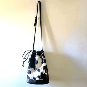 Vintage western cow print black crossbody bag